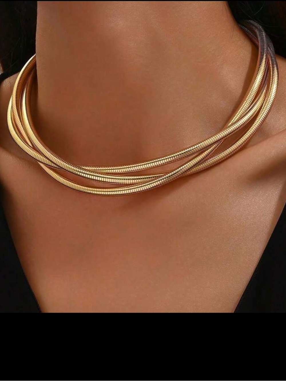 Gold Multi-Strand Choker Necklace